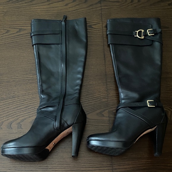 Cole Haan Nike Air Black Heeled Boots with Buckle Detail - Picture 1 of 7